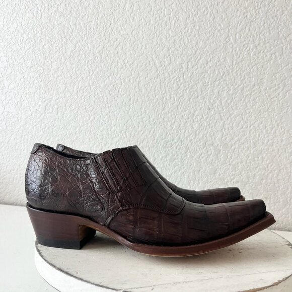 Rod Patrick Womens Brown Loafers 8.5 Caiman Leather Western Boots Slip On Shoes - Picture 2 of 11